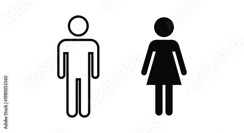 Simple restroom signage depicting a man and woman black and white silhouette
