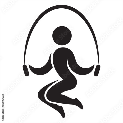 silhouette person jumping rope cardio fitness vector illustration