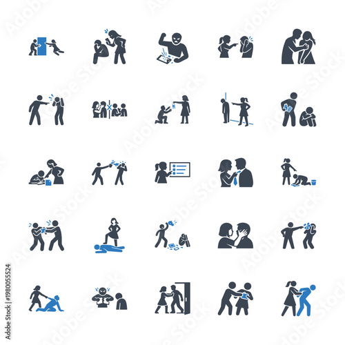 Toxic Relationship and Abuse Concept Icons