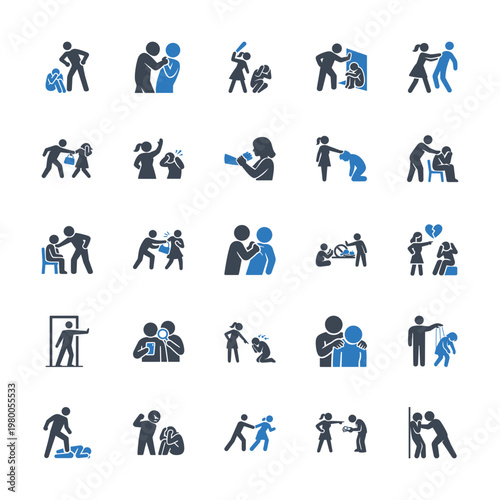 Abusive Behavior and Social Issues Icons