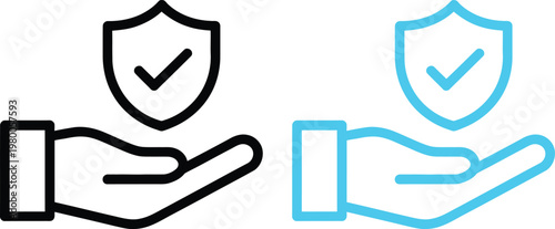 Trust and security depicted through hand gestures with shield icons