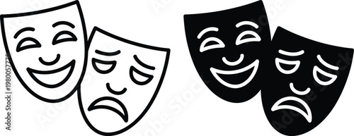 Comedic and tragic masks representing contrasting emotions in theater