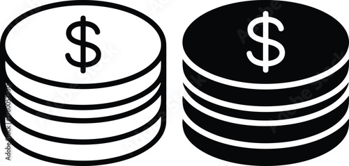 Contrasting coin stacks symbolizing financial disparity or dual currency systems.