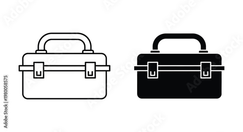 Two lunch boxes one white and one black in simple outline silhouette