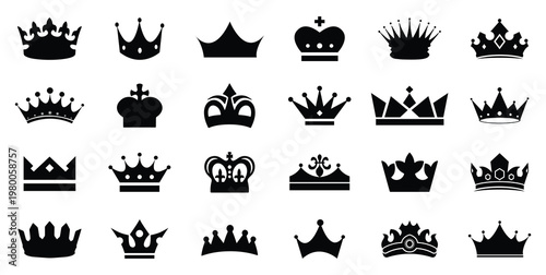 Crown king mega icon set. Royal crown symbol collection . Crown icon set. Vector illustration.