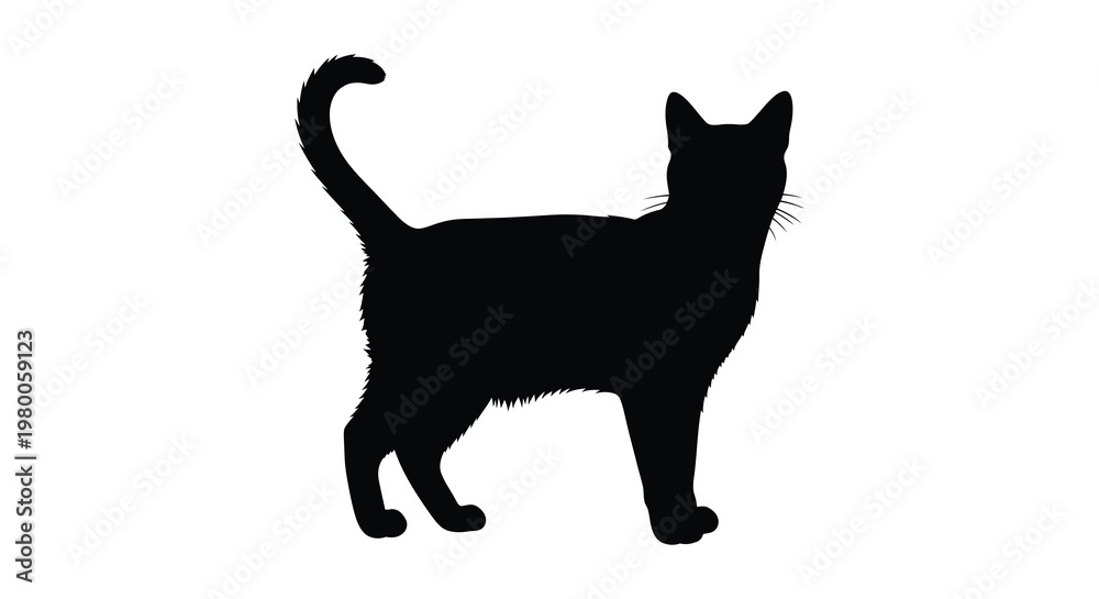 Fototapeta premium A striking black cat profile captured in a minimalist silhouette