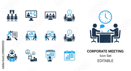 Business Growth and Achievement Icons – Success, Target and Strategy Vector Set