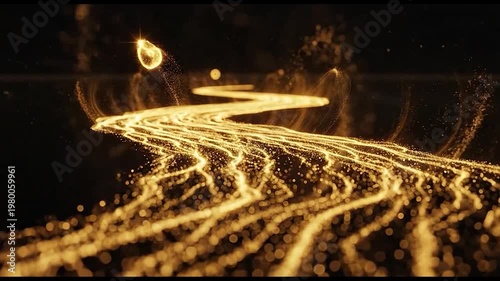 Wallpaper Mural Golden light trails on dark background. Torontodigital.ca