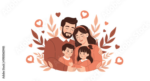 Family with two young children together.