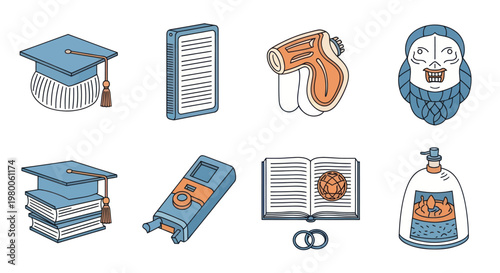 Graduation Cap and Education Icons.