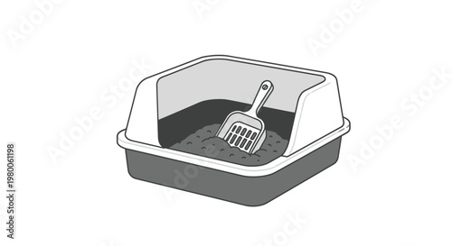 Litter box with scoop inside.