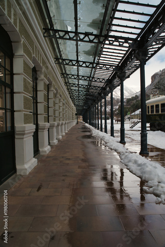 The snow-covered Canfranc International Station is renowned as an architectural gem of the Aragonese Pyrenees; it opened in 1928 in Huesca, Spain, very close to the French border.