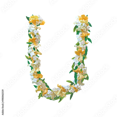 Hawaiian Plumeria Flower Lei Necklace Vector Illustration, Tropical Floral Garland, Frangipani Wreath