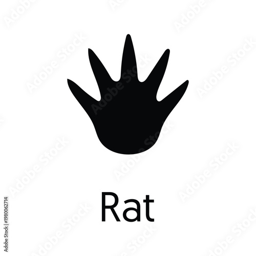 Rat Footprint Print Silhouette Vector Icon Black Isolated Wildlife Track Symbol