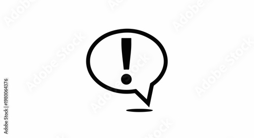 Black exclamation mark inside speech bubble icon