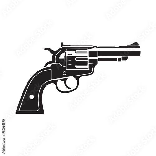 Classic Revolver Gun Silhouette – Vintage Handgun Vector Illustration