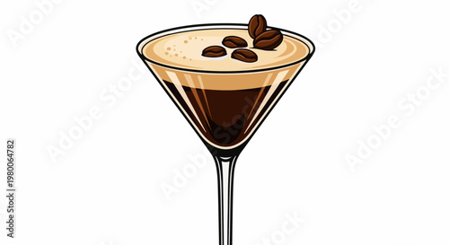 Espresso martini with coffee beans garnish in a martini glass