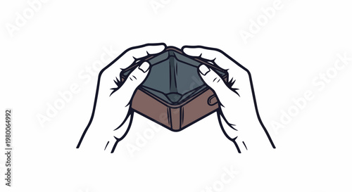 Hands holding an open, empty wallet, conveying a sense of lack of funds