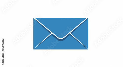 A blue envelope with a shadow effect, isolated on a white background