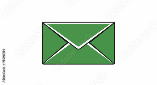 A simple green envelope with white and black accents