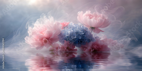 soft blurred floral edges, flowers fading into background, pastel colors, dreamy elegant composition