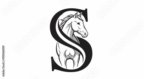 Stylized black letter S with a white horse head and neck emerging