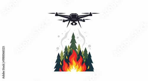 Drone monitors wildfire in forest