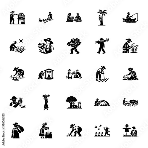 Village Agriculture and Countryside Lifestyle icons