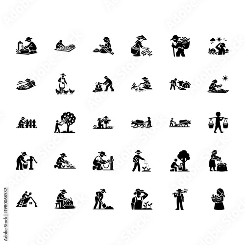 Traditional Agriculture and Rural Farming icons