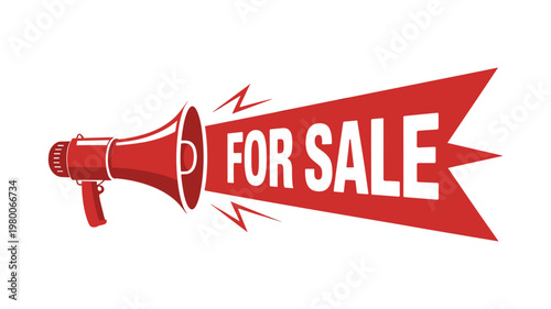 Red for sale sign with house on keywords white background