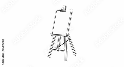 An artistic easel with a blank canvas stands ready for creation