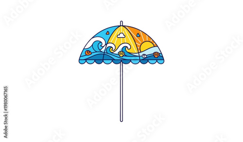 Flat parasol vector icon summer umbrella isolated illustration