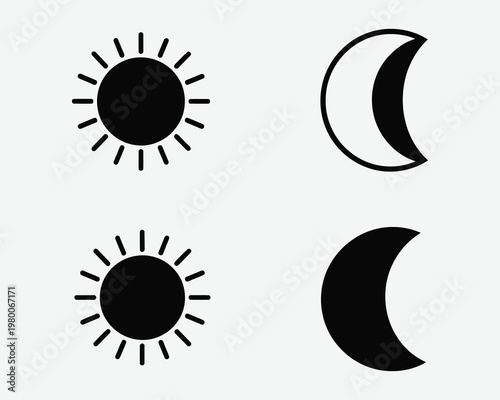 Celestial duo sun and moon phases in minimalist black and white design