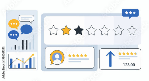Data visualization with user feedback, star ratings, and growth charts