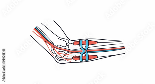 Anatomical illustration of a forearm artery bypass surgery