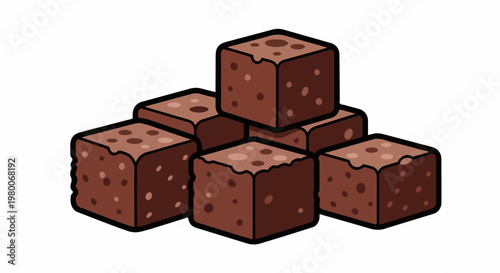 A pile of rich, dark chocolate brownies cut into cubes with texture