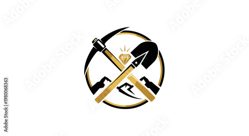 Mining Tools and Diamond Discovery - Industrial Equipment Symbol