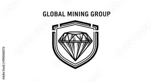 Mining Industry Symbol with Gemstone - Global Resource Extraction Concept