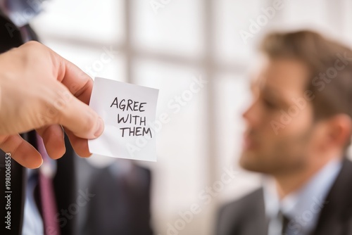 Man in Suit Passing a Coercive Note to Another Person