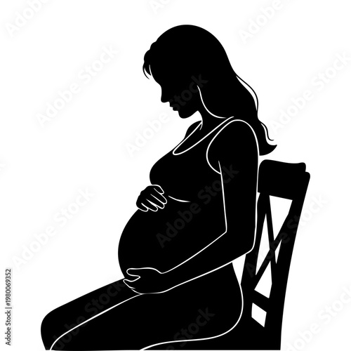Silhouette of a pregnant woman sitting on chair expectant mother