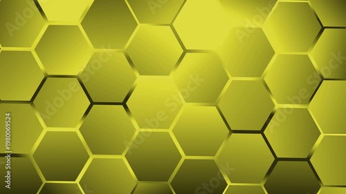 Hexagonal honeycomb background animation, Abstract hexagonal pattern with depth and gradient lighting