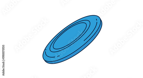 Simple blue plastic flying disc or frisbee seen from an angle isolated on a white background for sports and outdoor games.