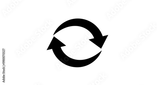 Circular arrows symbol representing refresh reload recycle repeat and continuous loop process in a clean modern flat design on a white background conveying concepts of renewal