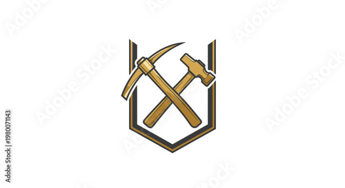 Mining Tools Crossed in Shield Emblem - Industrial Strength and Resource Extraction