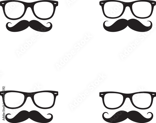 Set of retro sunglasses and fashion eyeglasses featuring black frames and optical lenses in a vector illustration design for stylish eye protection and vision accessory
