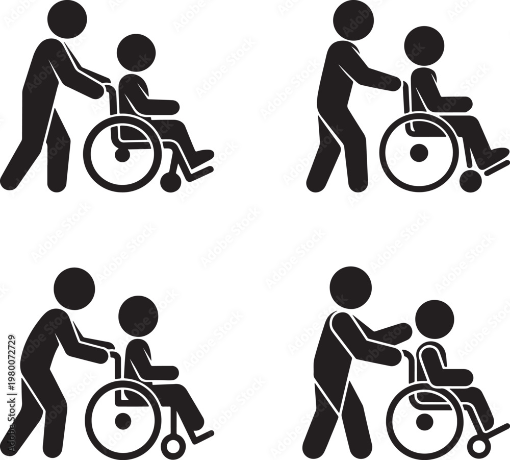 Fototapeta premium Vector illustration set of black silhouettes featuring family and children riding bikes, including bmx cyclists in action performing extreme sport jumps and fun cycling races