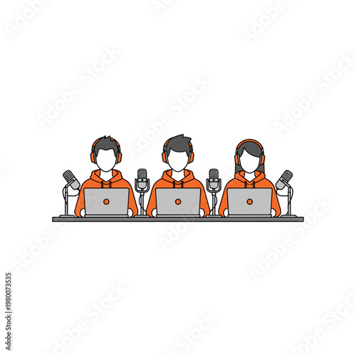 Three streamers engaged in a collaborative online broadcast session