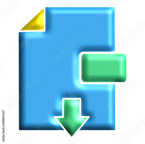 Digital file download icon set with multimedia music and image formats, upload and save button elements in blue and green color - HGPCOSM01