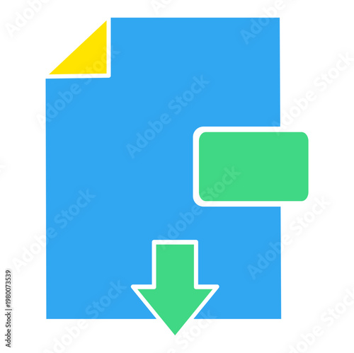 Digital file download icon set with multimedia music and image formats, upload and save button elements in blue and green color - HGPCOSM01