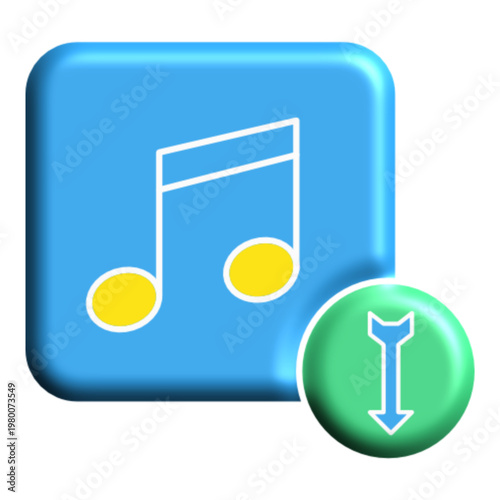 Digital file download icon set with multimedia music and image formats, upload and save button elements in blue and green color - HGPCOSM01